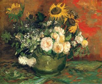 文森特 威廉 梵高 曏日葵、玫瑰和其它花